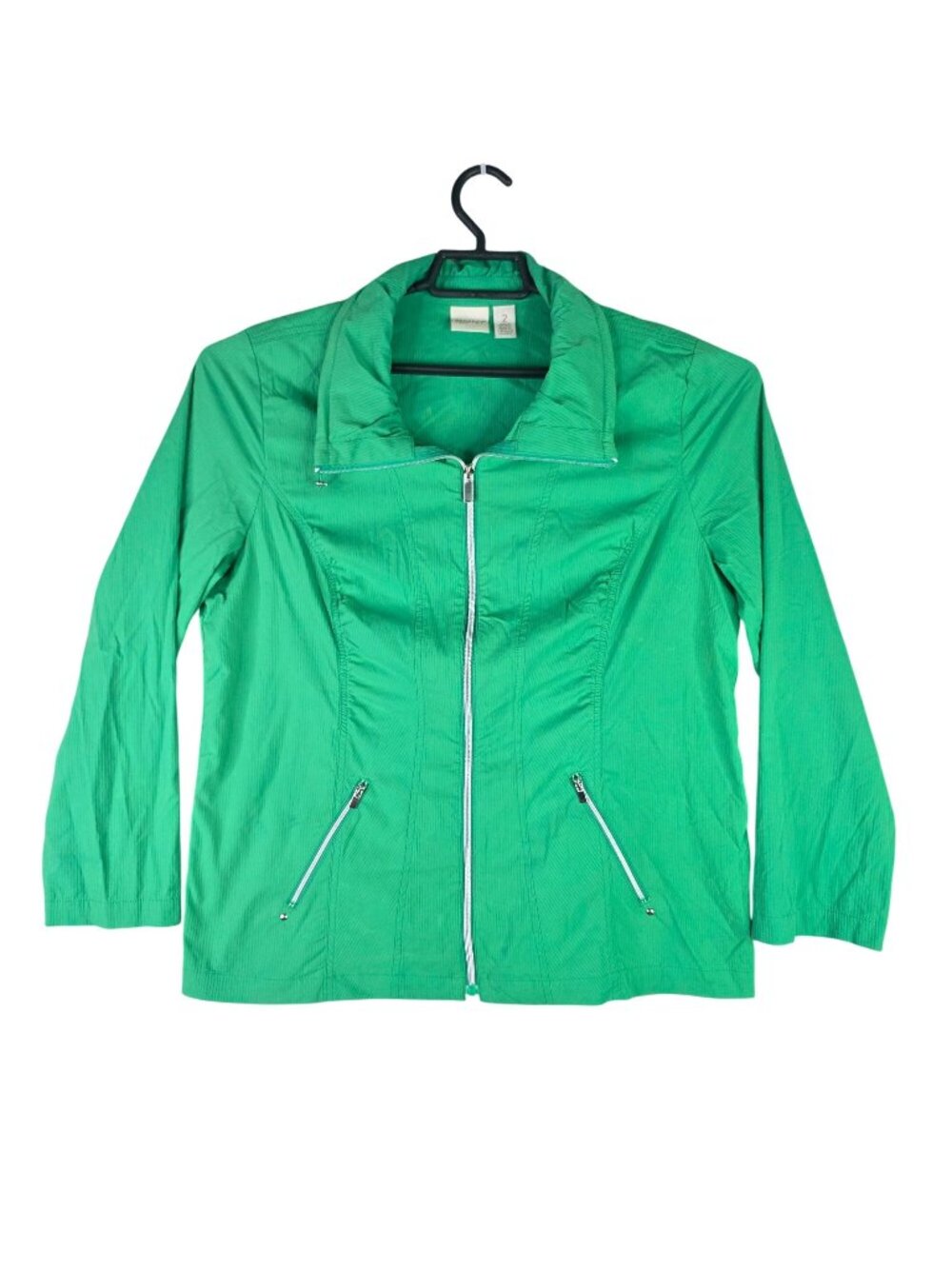 Womens Zenergy By Chicos Green Lightweight Zip-Up Jacket Nylon Stretch Size 2